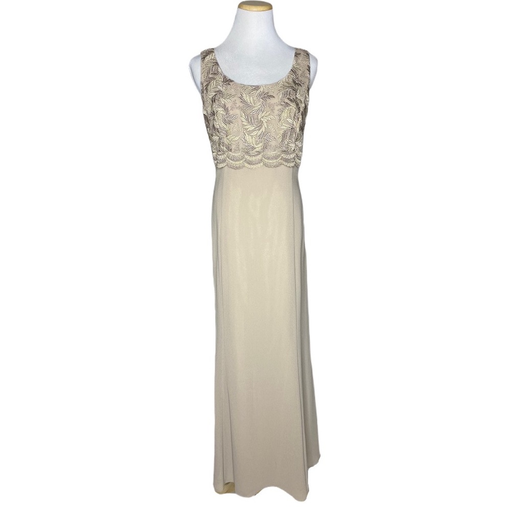 Embroidered Taupe Formal Dress